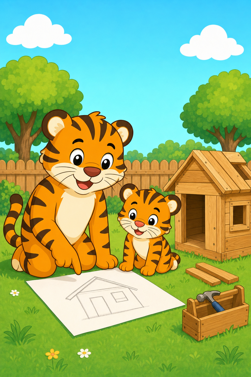 zephyr tiger builds a house