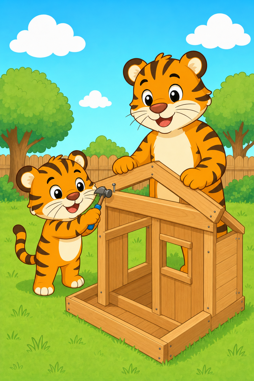 zephyr tiger builds a house