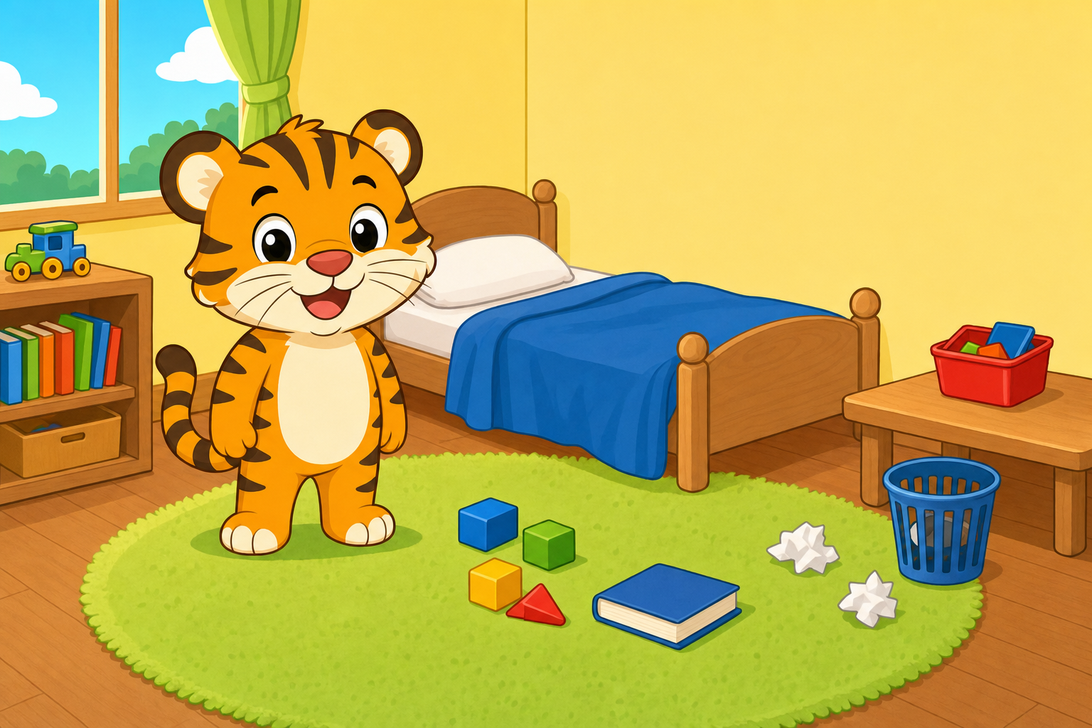 zephyr tiger cleans his room