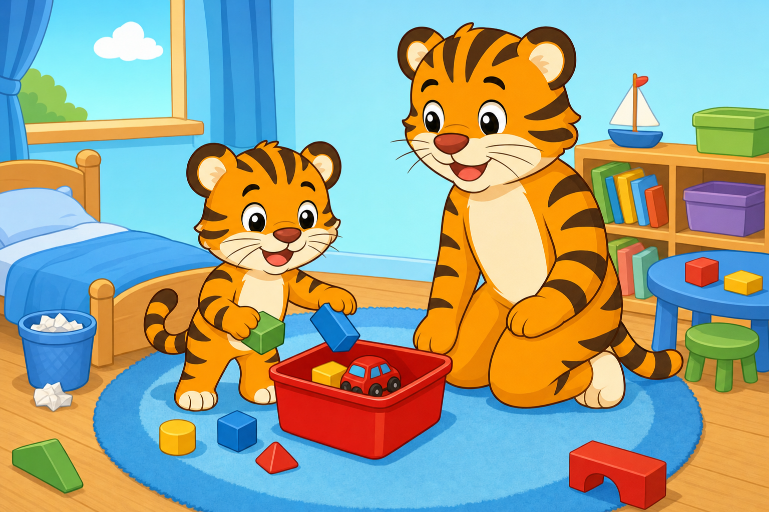 zephyr tiger cleans his room