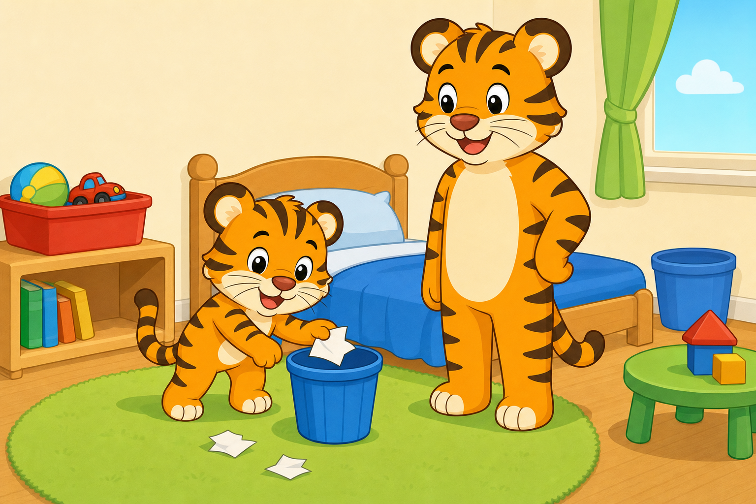 zephyr tiger cleans his room