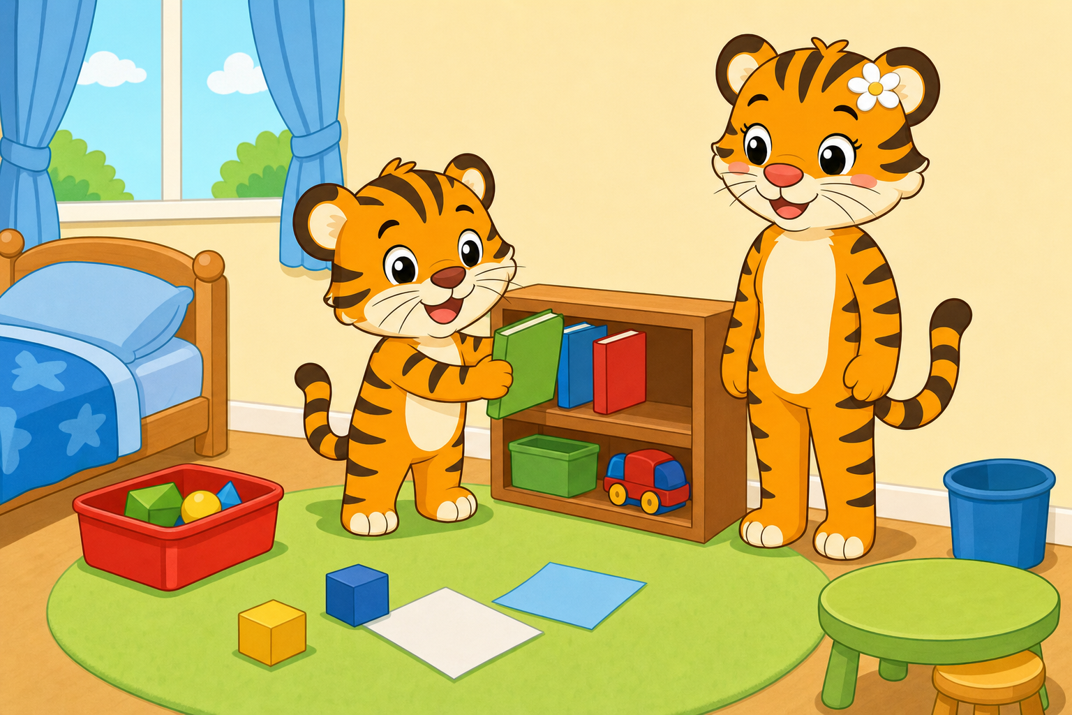 zephyr tiger cleans his room
