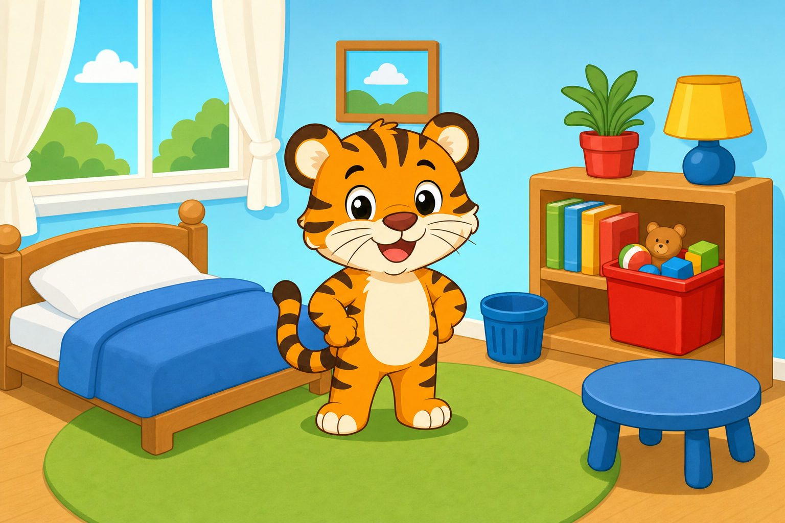 zephyr tiger cleans his room