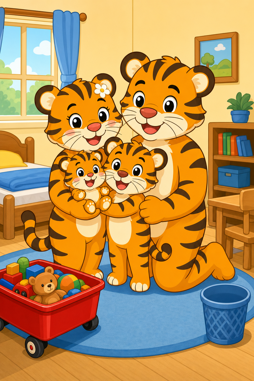 zephyr tiger cleans his room