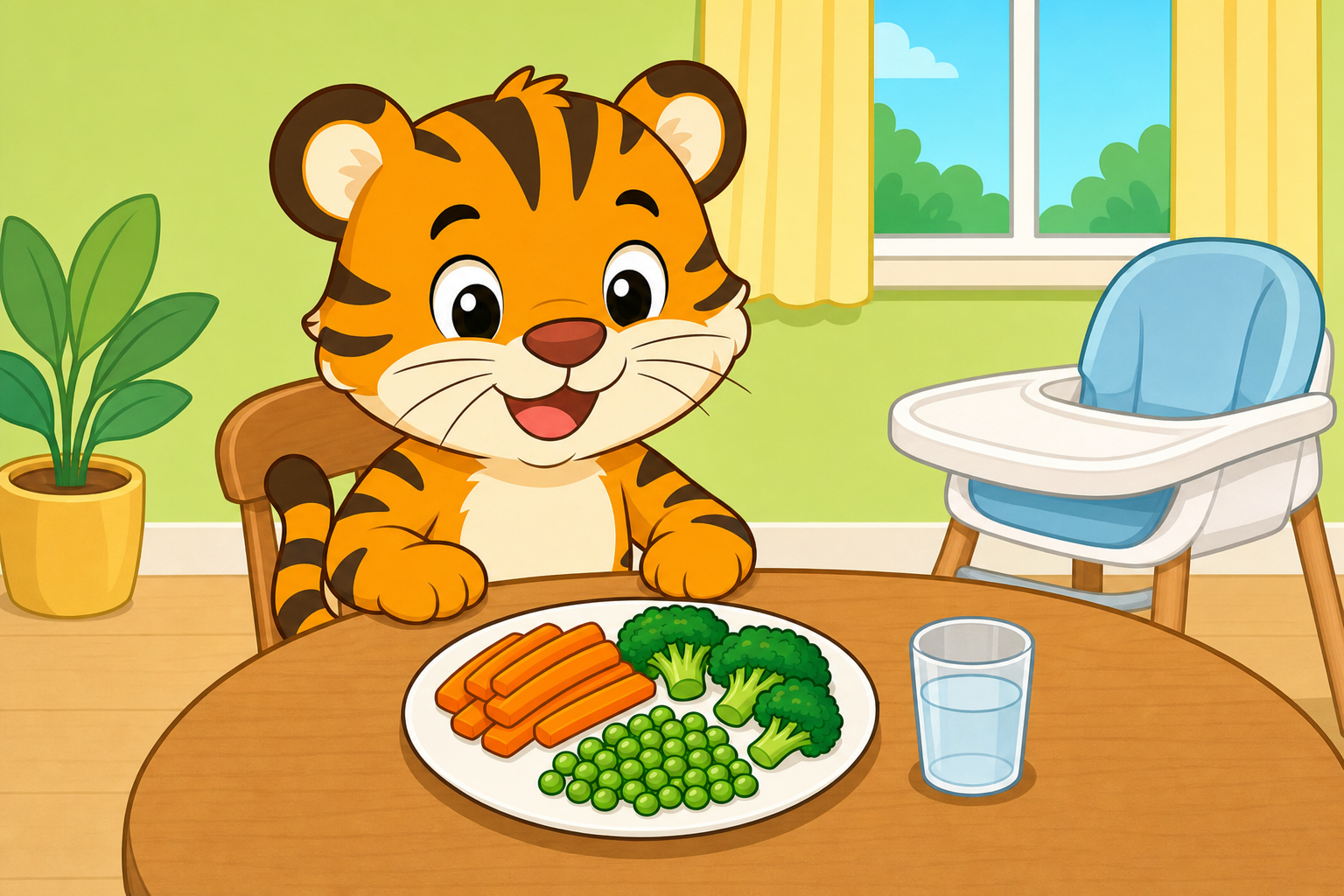 zephyr tiger eats his vegetables