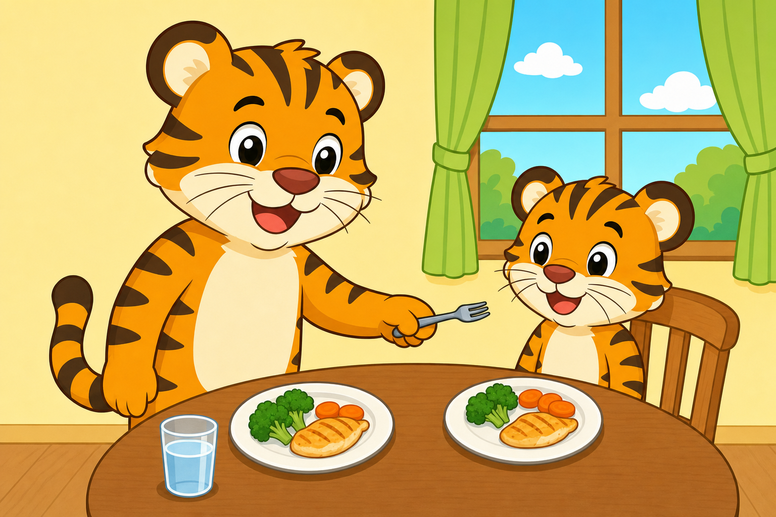 zephyr tiger eats his vegetables