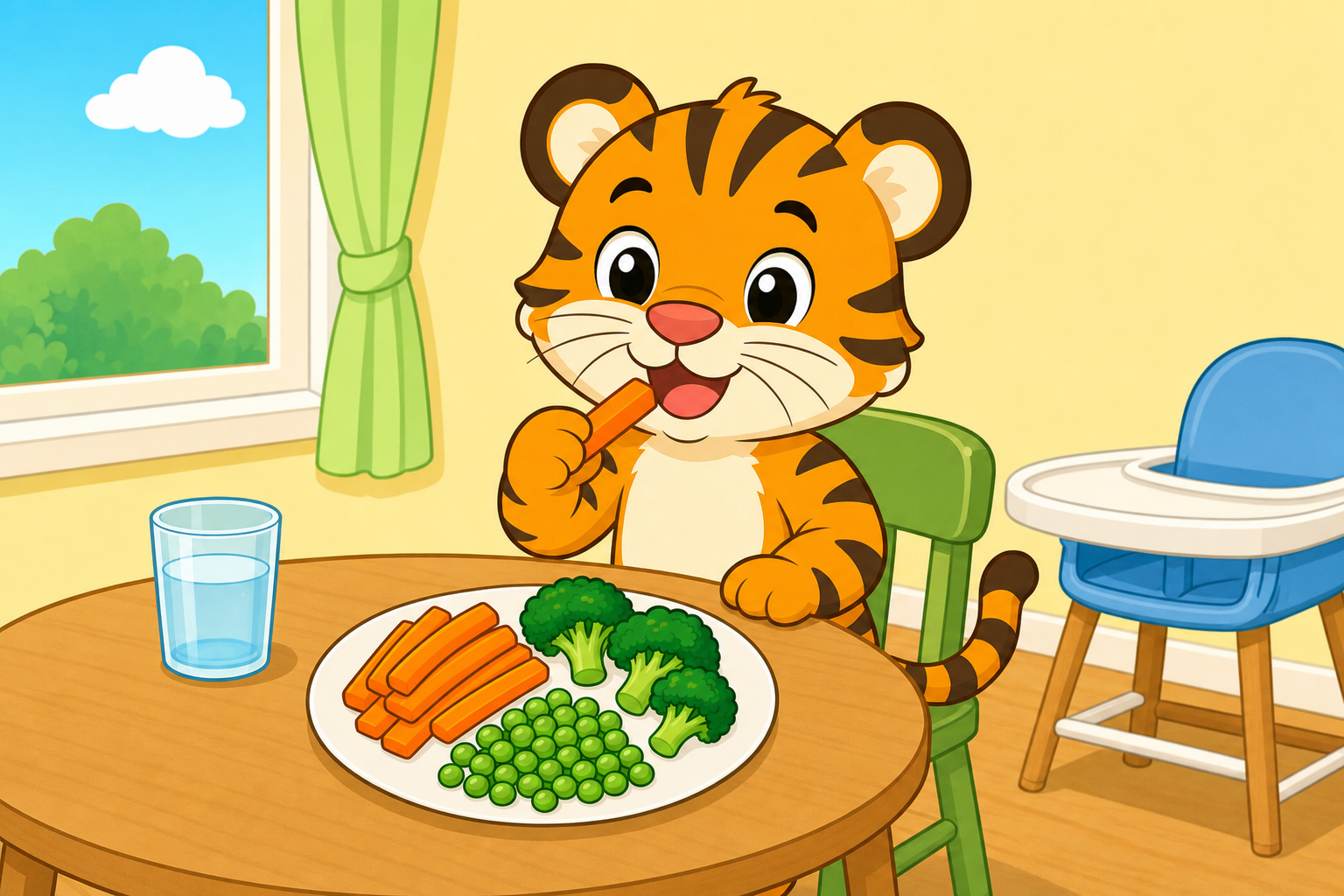 zephyr tiger eats his vegetables