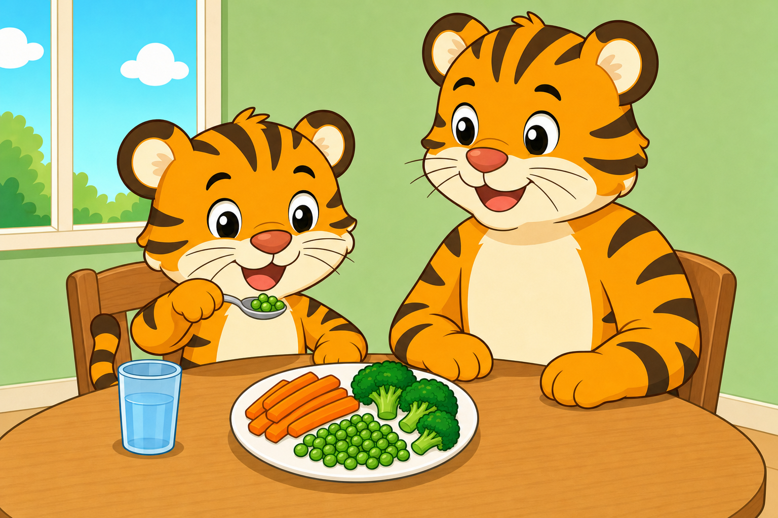 zephyr tiger eats his vegetables
