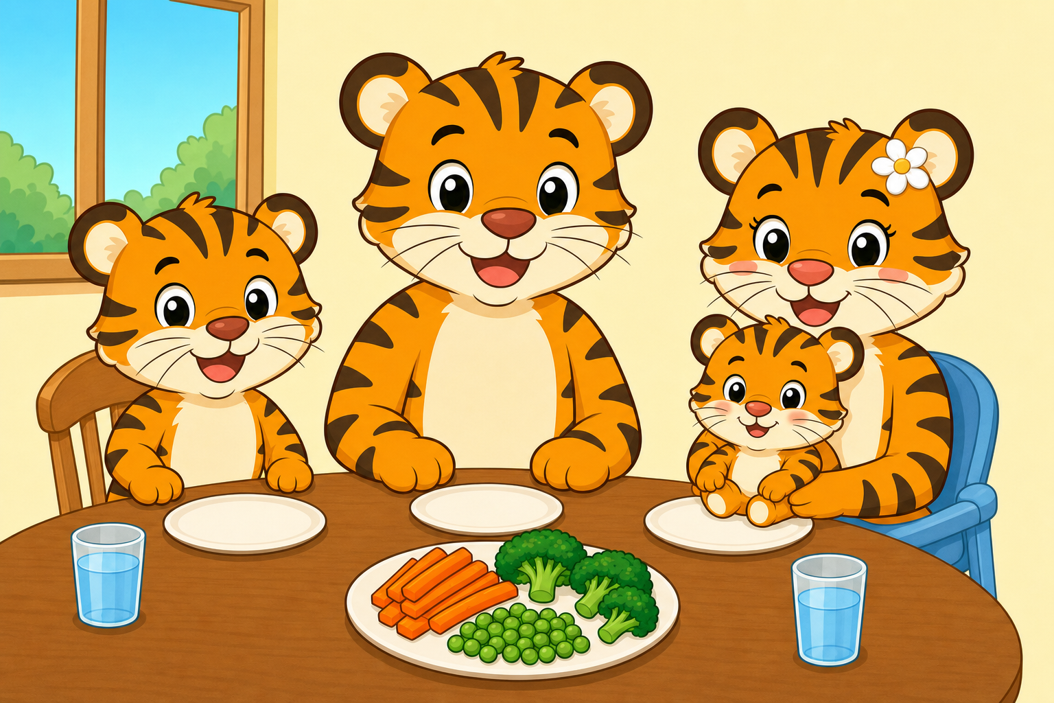 zephyr tiger eats his vegetables
