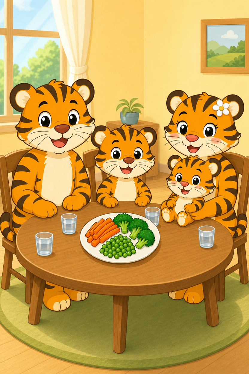 zephyr tiger eats his vegetables