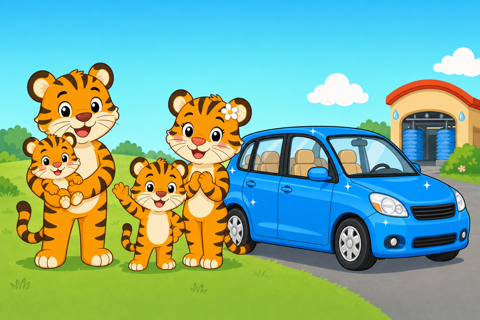 zephyr tiger goes to the car wash