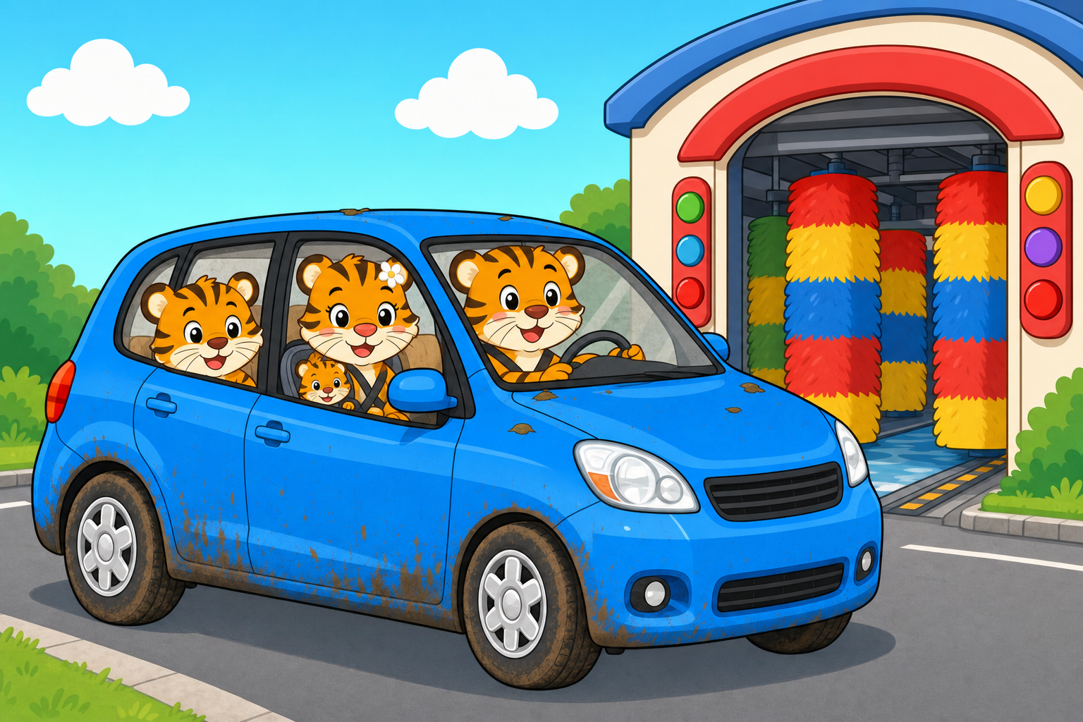 zephyr tiger goes to the car wash