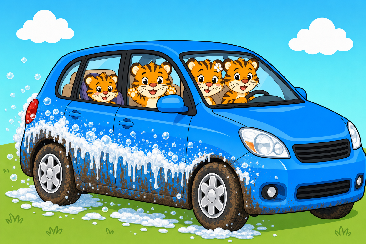 zephyr tiger goes to the car wash