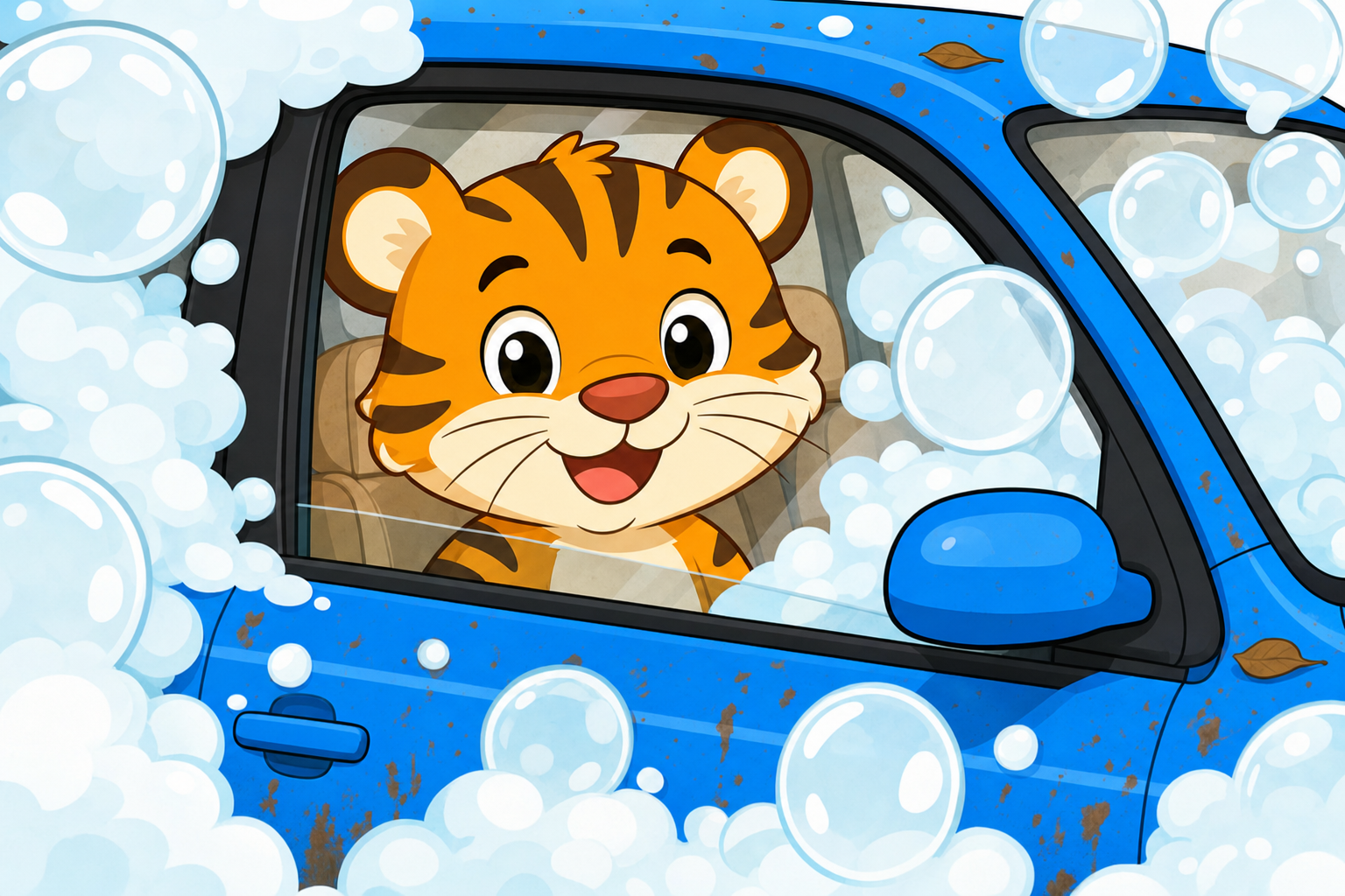 zephyr tiger goes to the car wash
