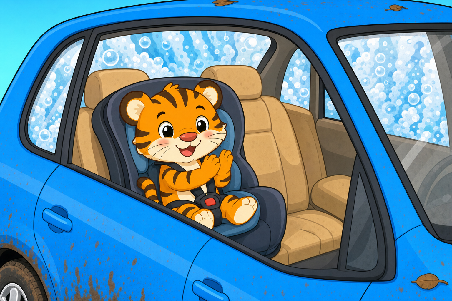 zephyr tiger goes to the car wash