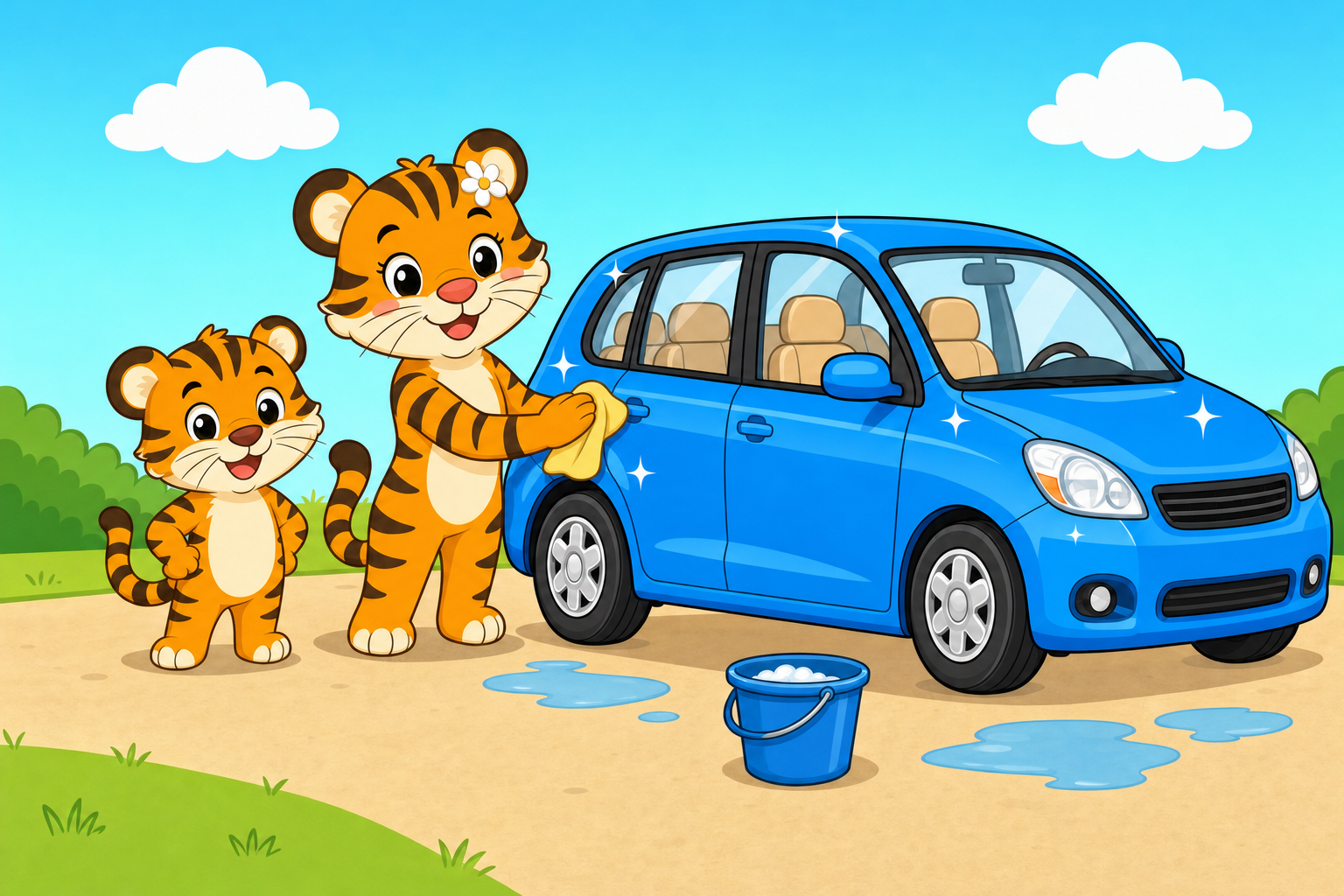 zephyr tiger goes to the car wash