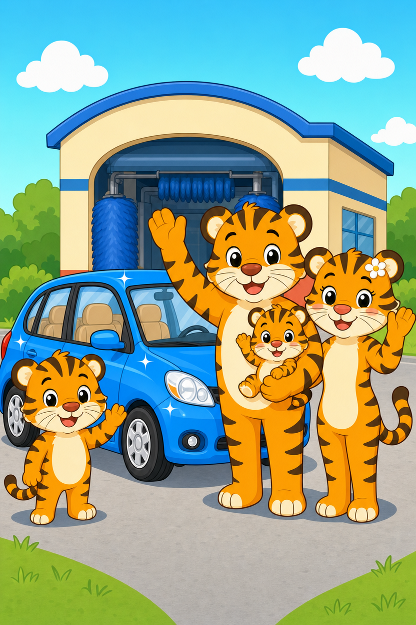 zephyr tiger goes to the car wash