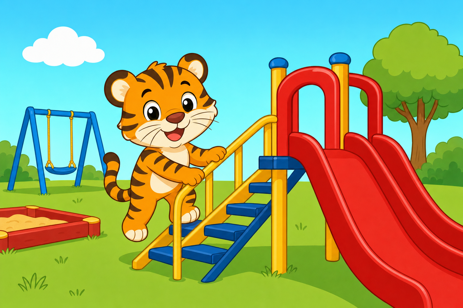 zephyr tiger goes to the playground