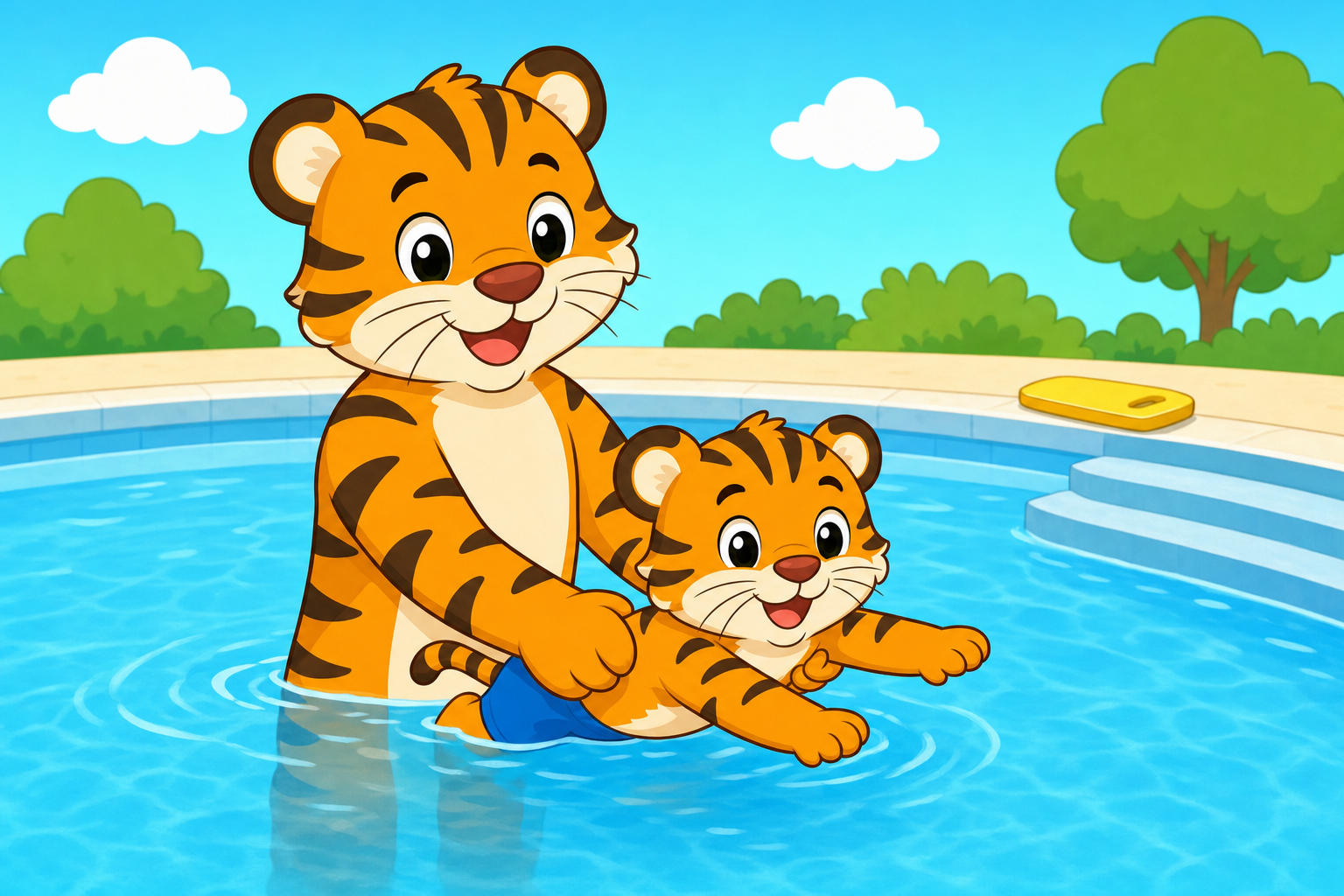 zephyr tiger learns to swim