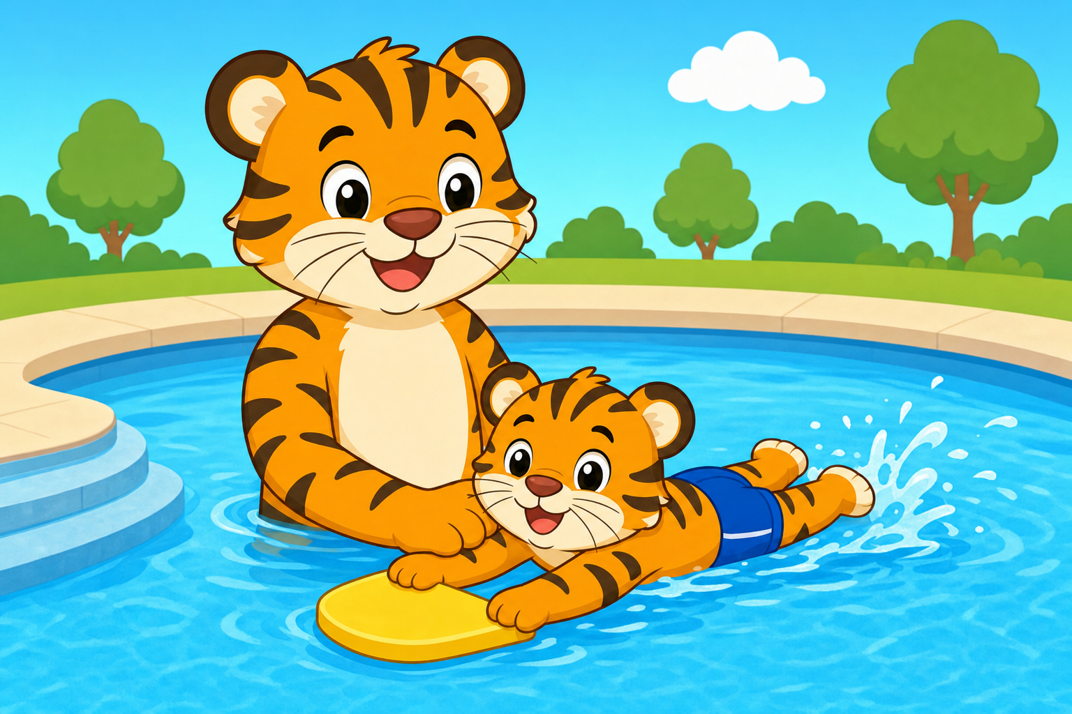 zephyr tiger learns to swim