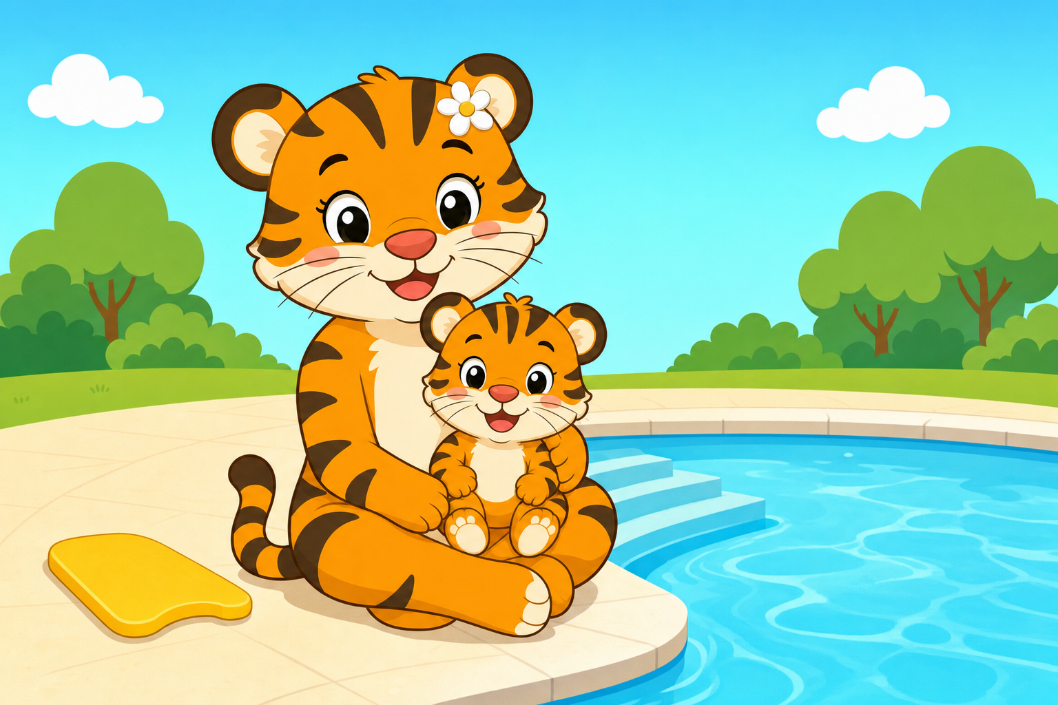 zephyr tiger learns to swim