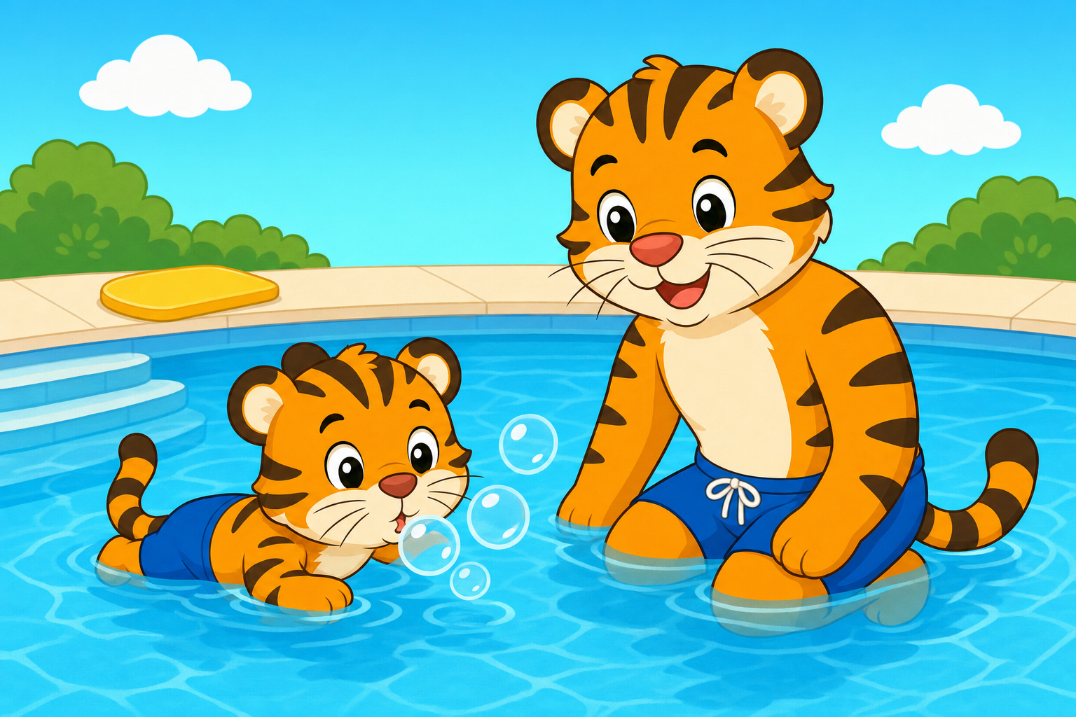 zephyr tiger learns to swim
