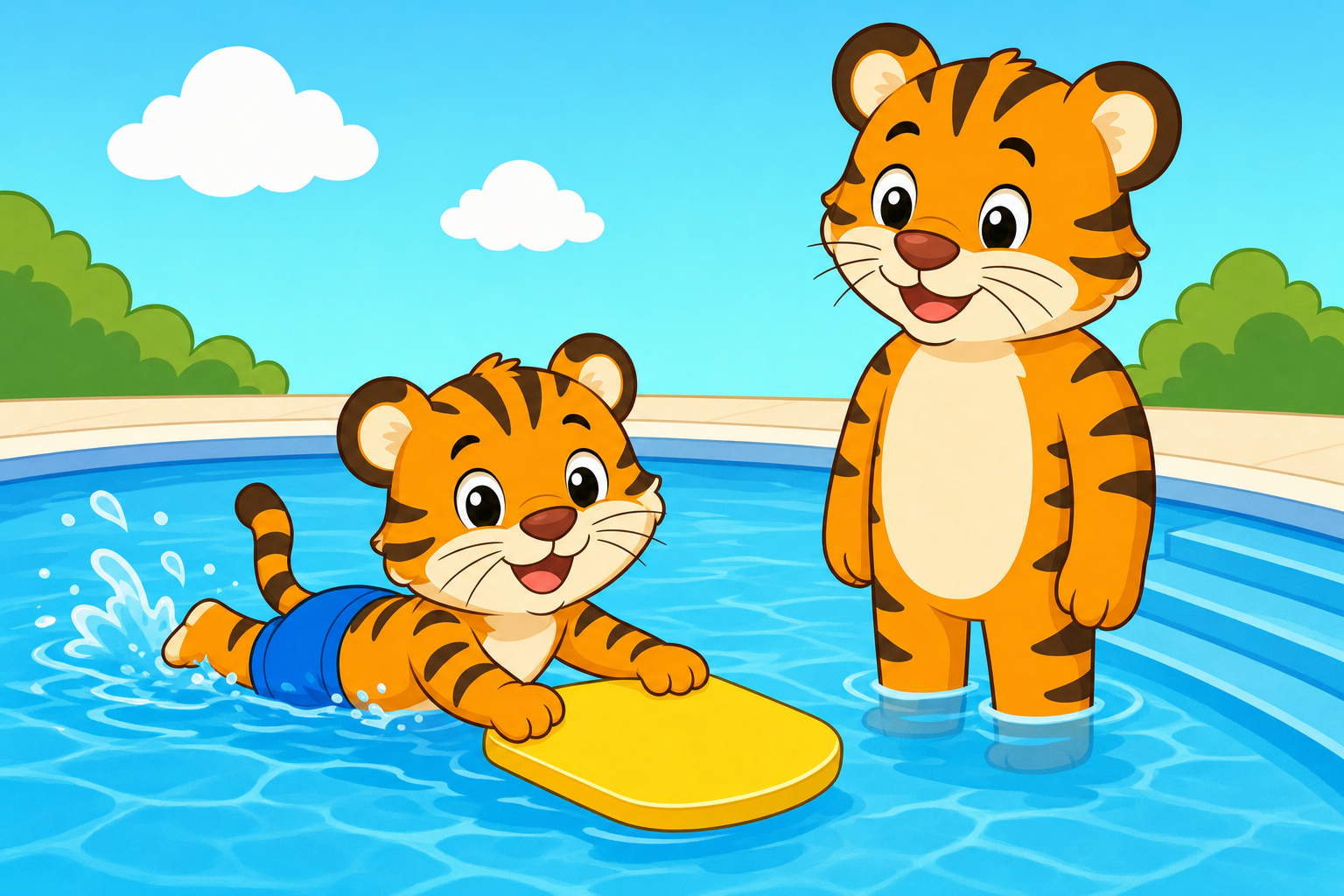 zephyr tiger learns to swim