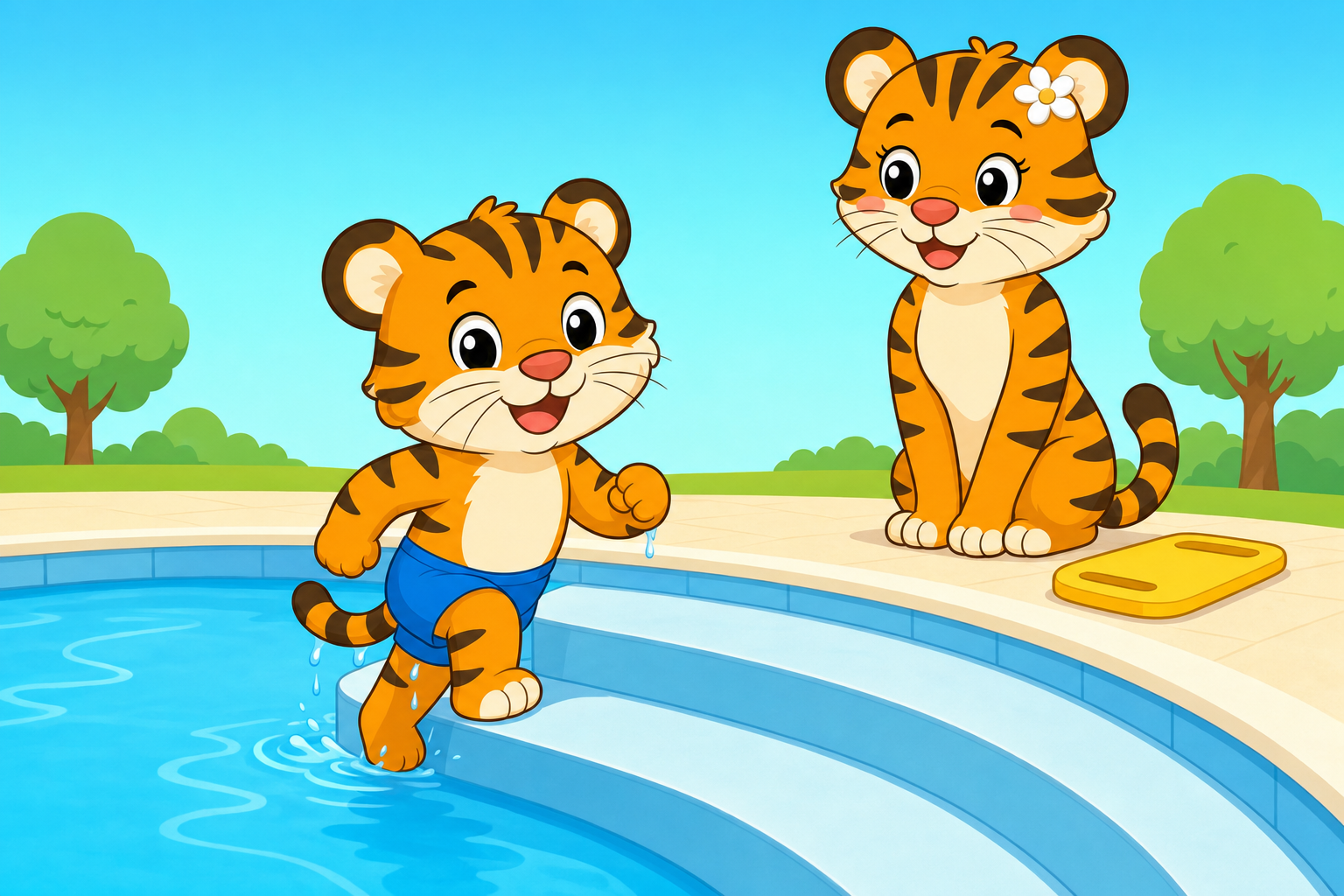 zephyr tiger learns to swim