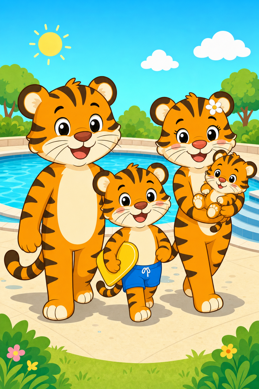 zephyr tiger learns to swim
