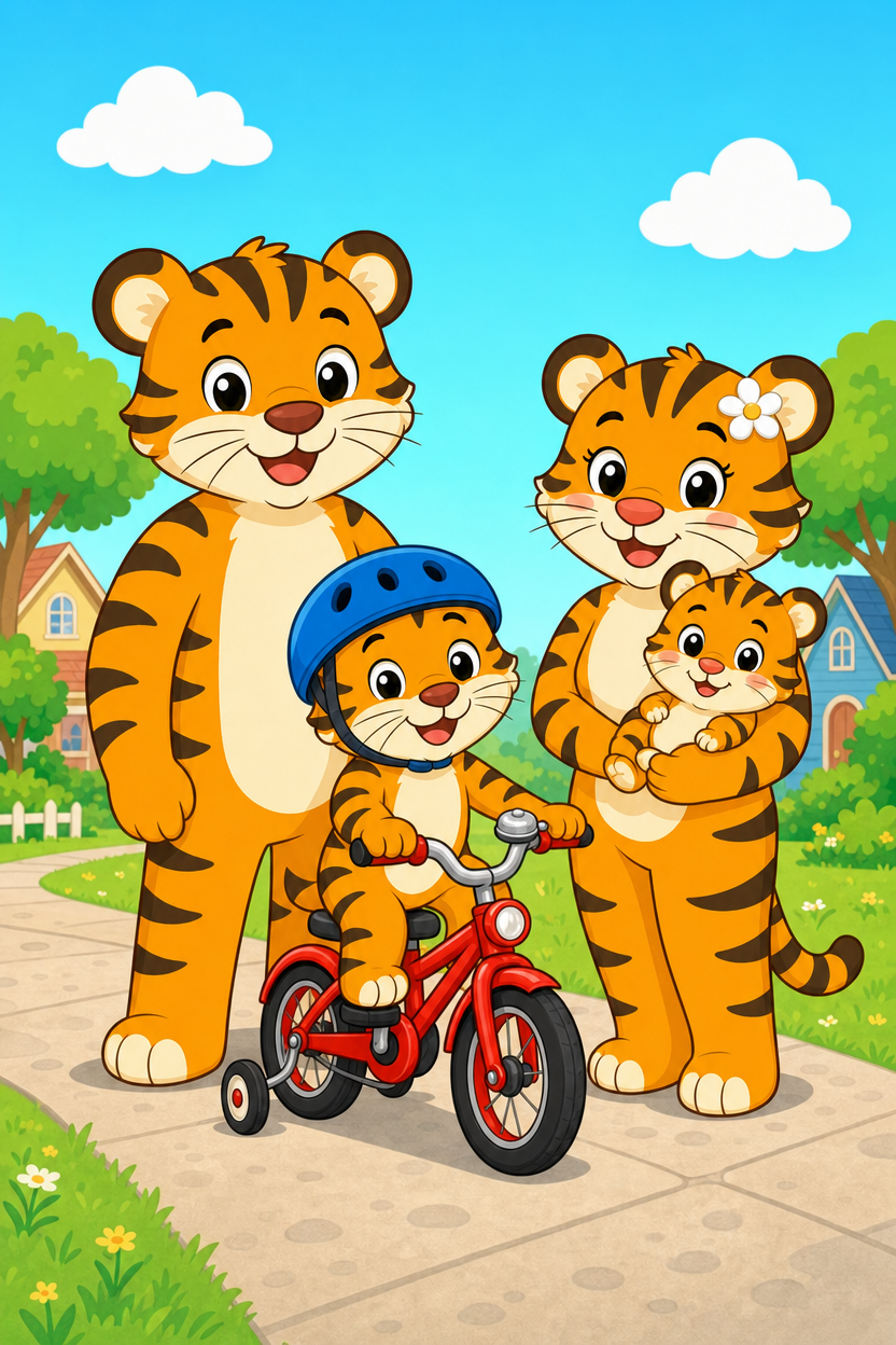 zephyr tiger rides his bike
