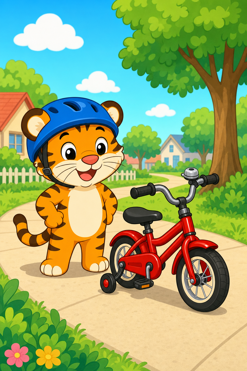 zephyr tiger rides his bike