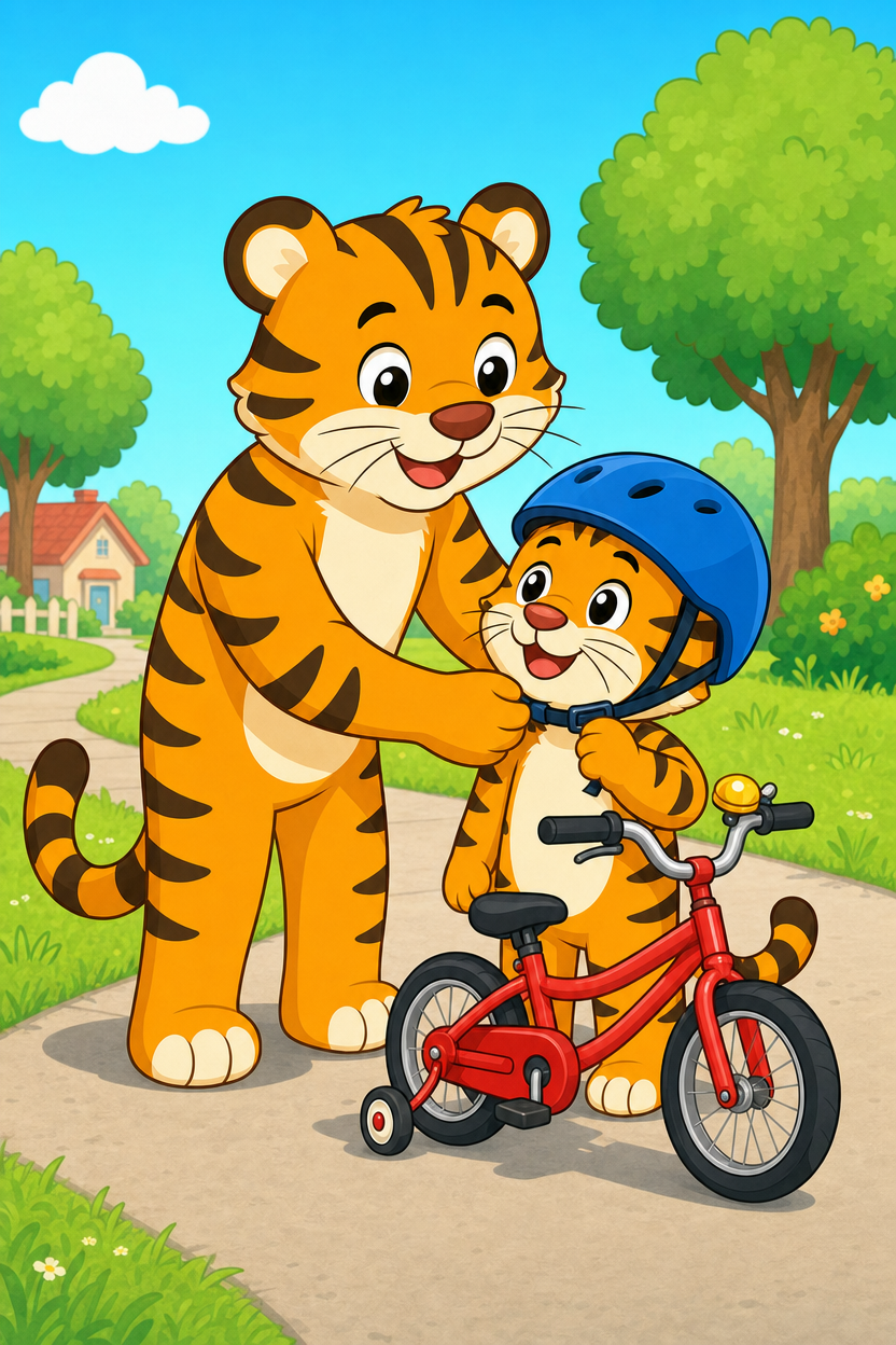 zephyr tiger rides his bike