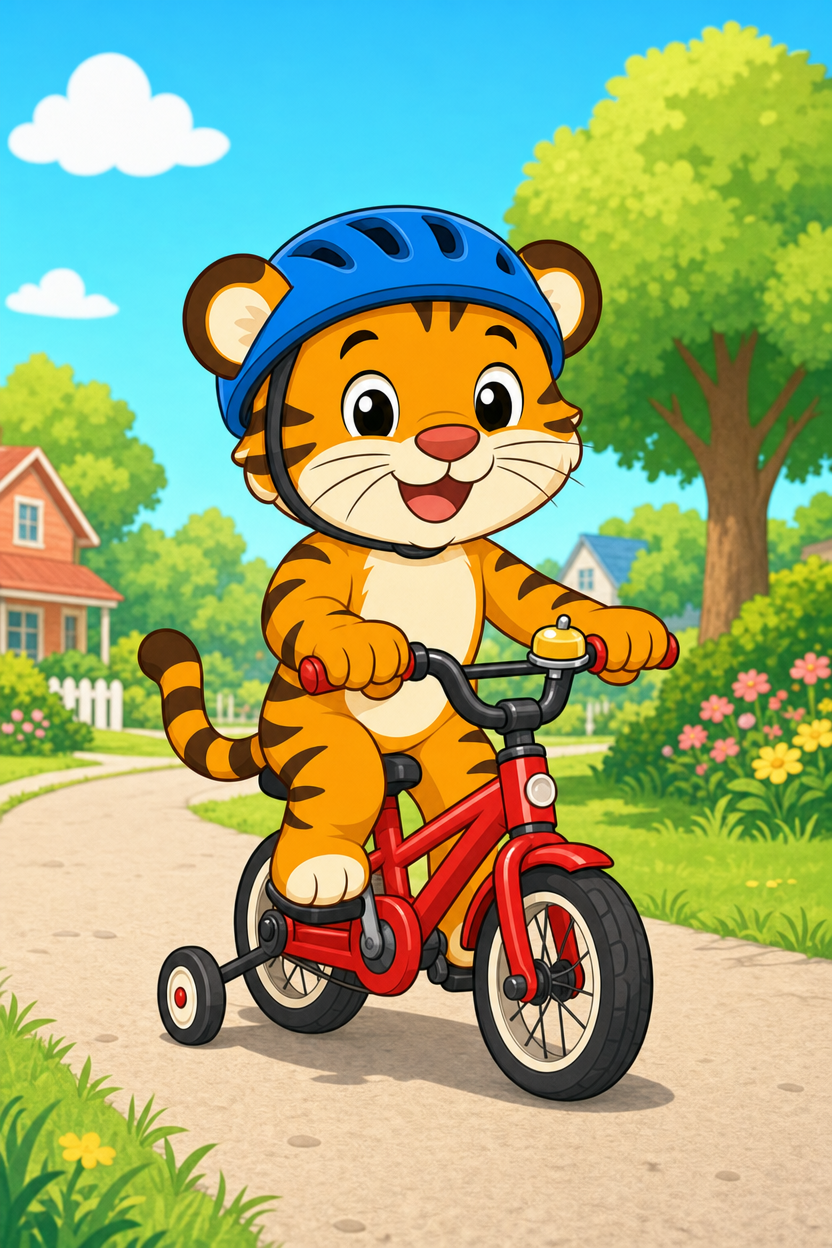 zephyr tiger rides his bike