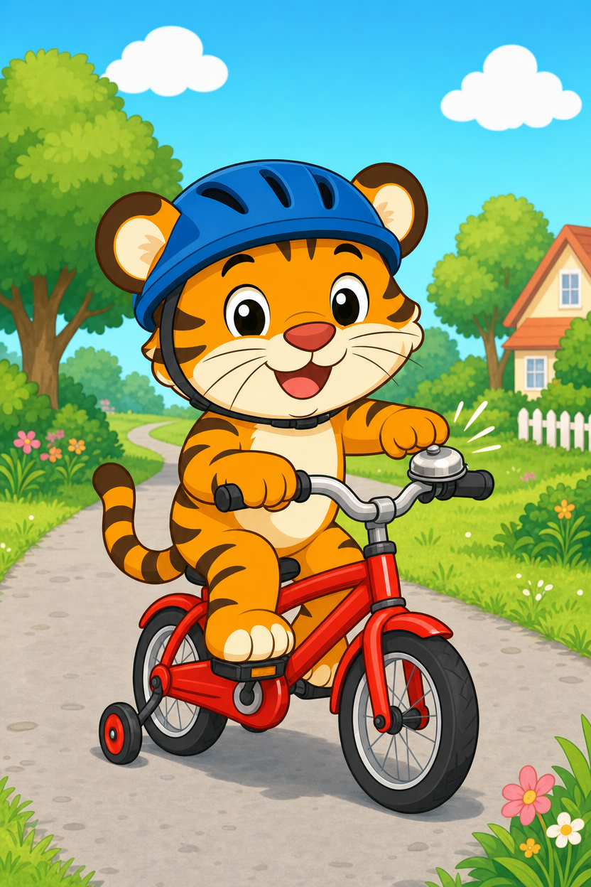 zephyr tiger rides his bike