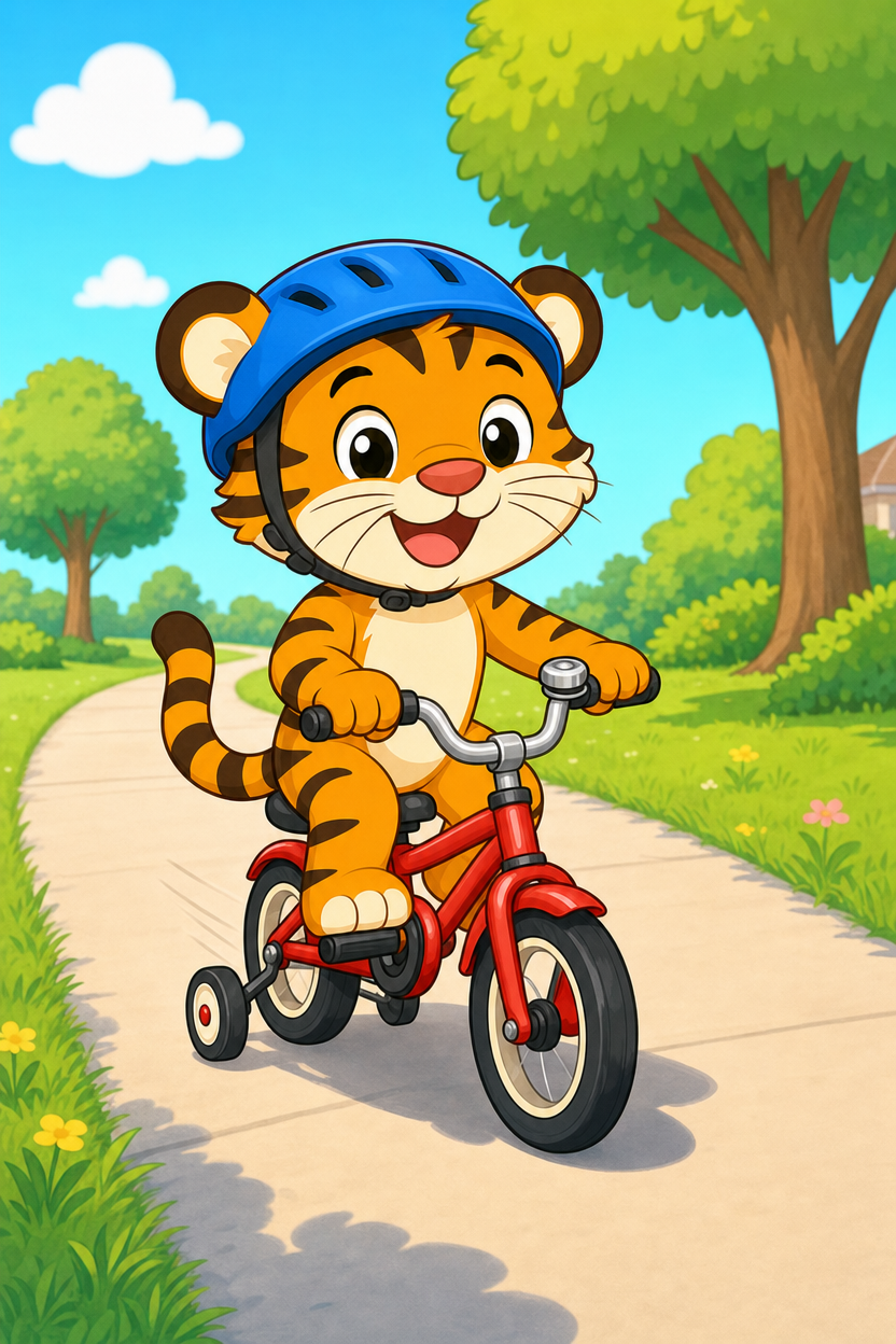 zephyr tiger rides his bike