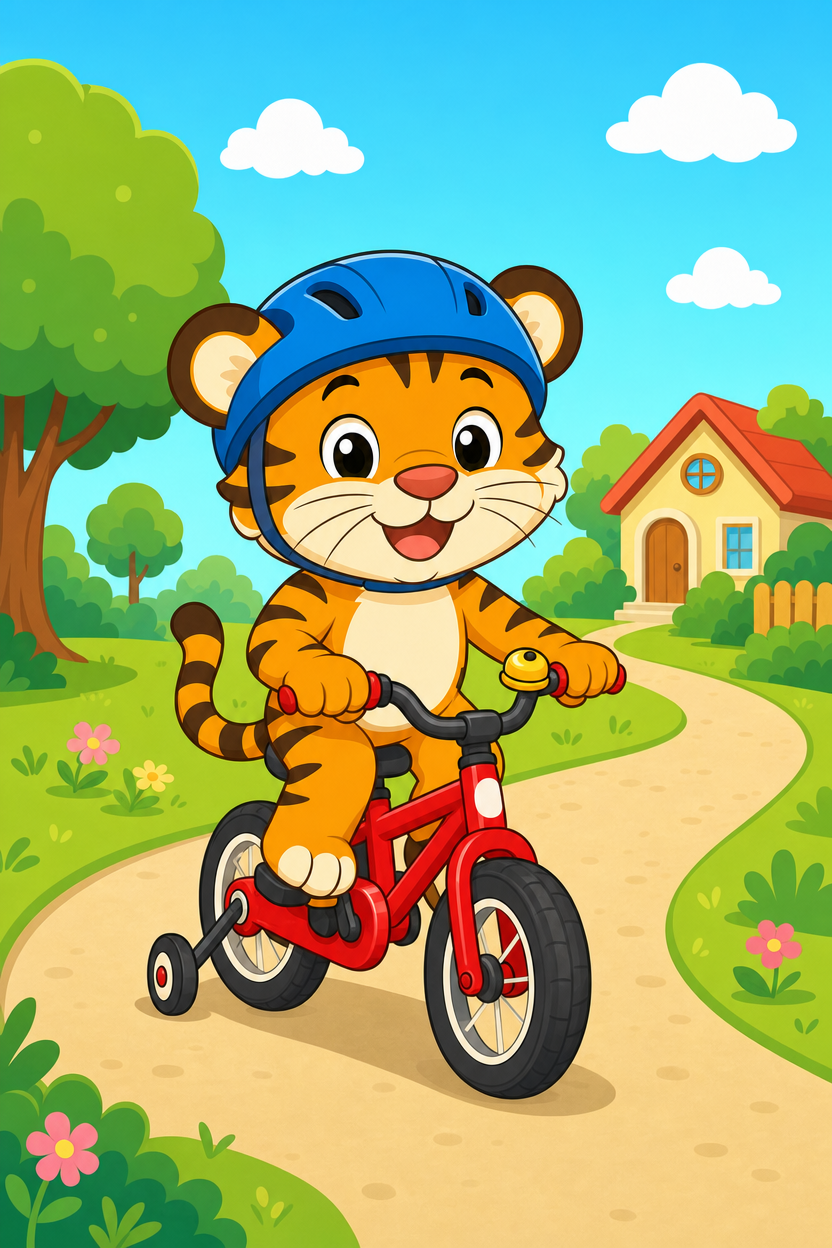 zephyr tiger rides his bike