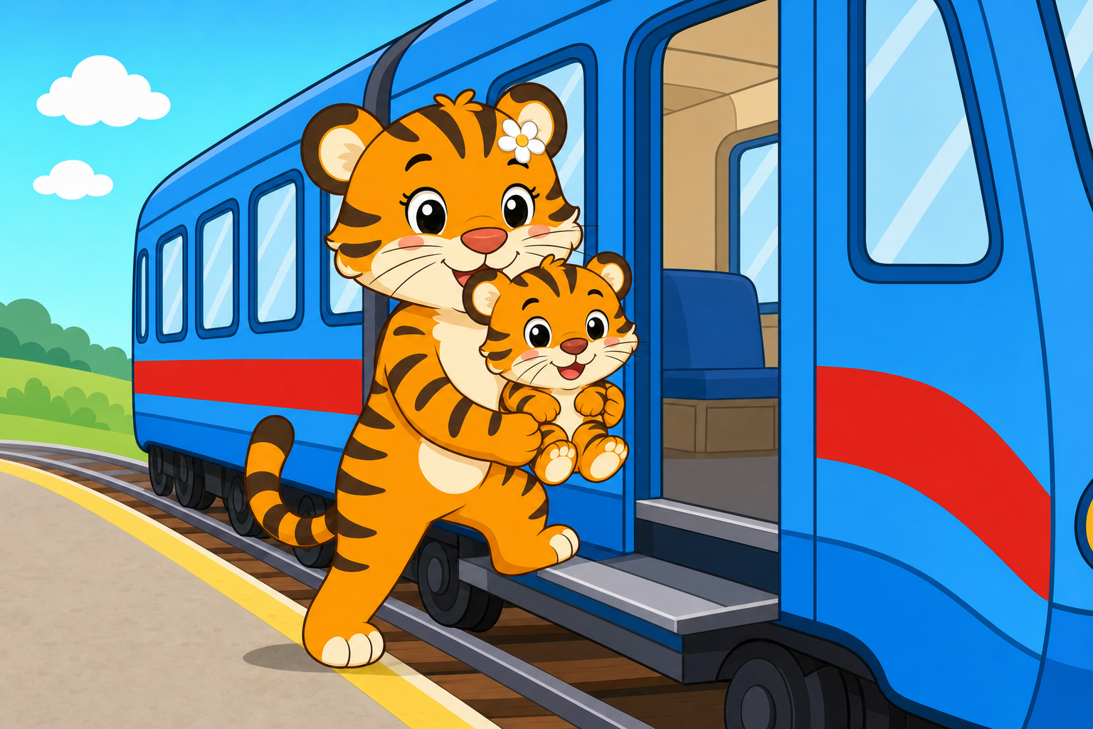 zephyr tiger rides the train