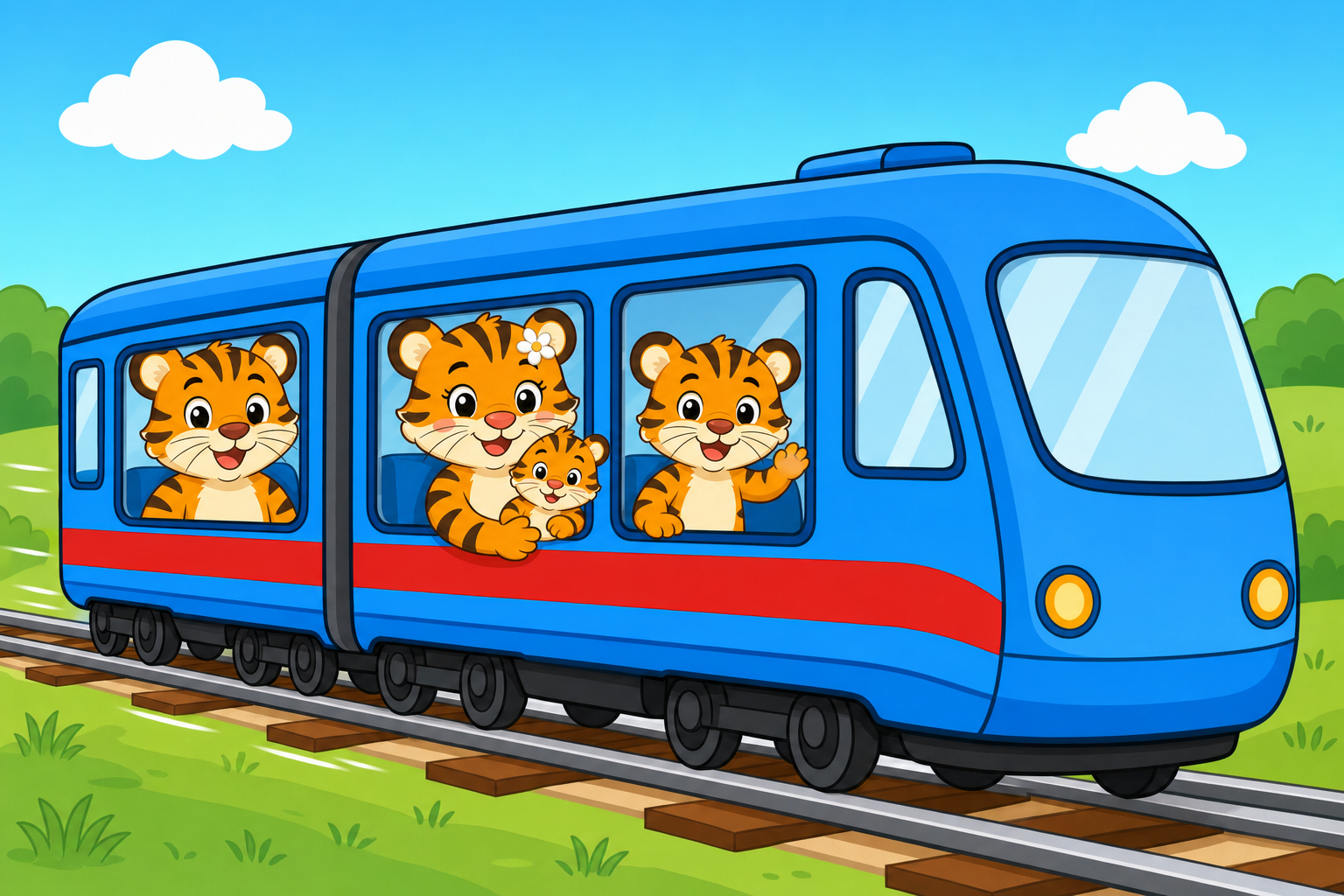 zephyr tiger rides the train