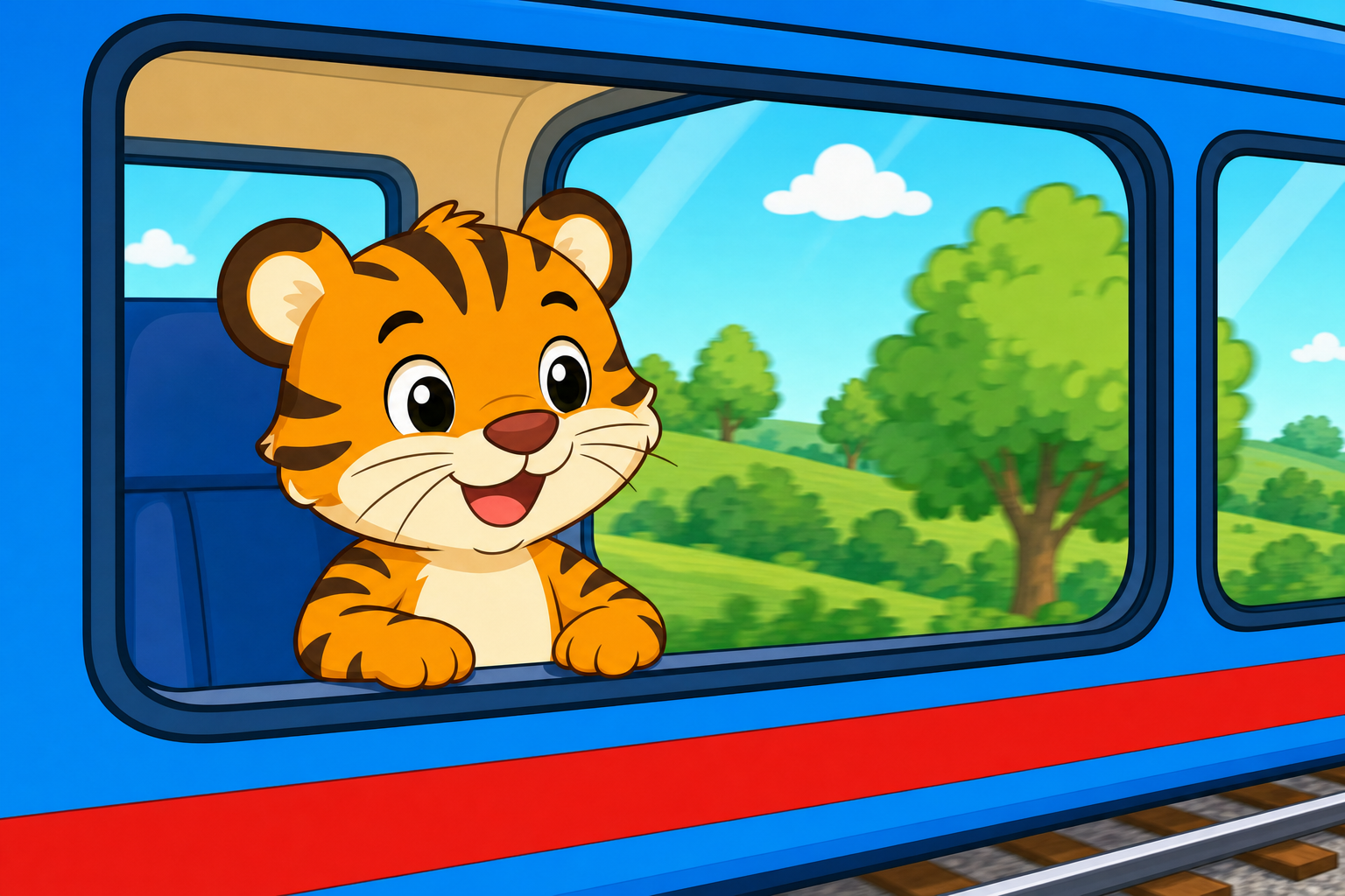 zephyr tiger rides the train