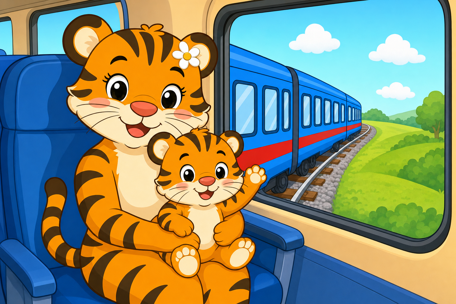 zephyr tiger rides the train