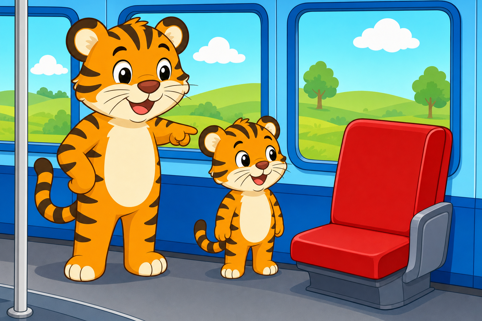 zephyr tiger rides the train