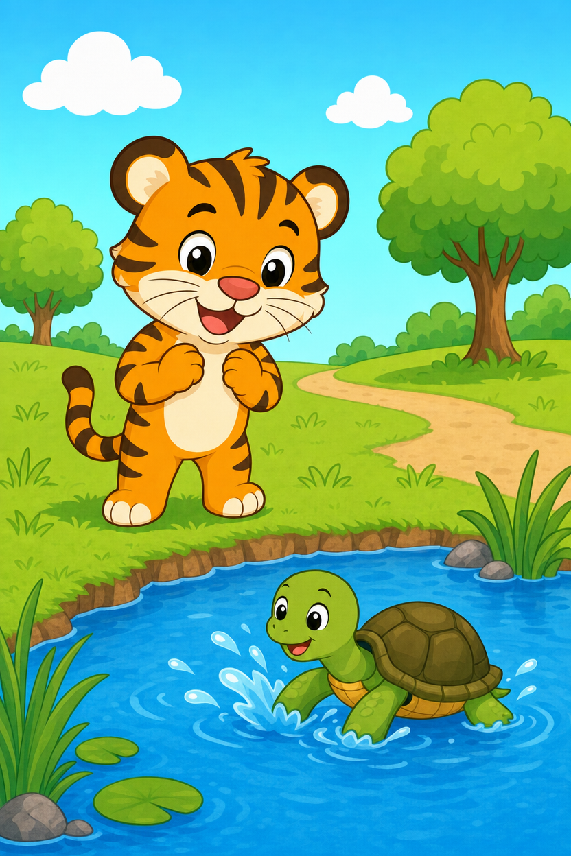 zephyr tiger saves a turtle