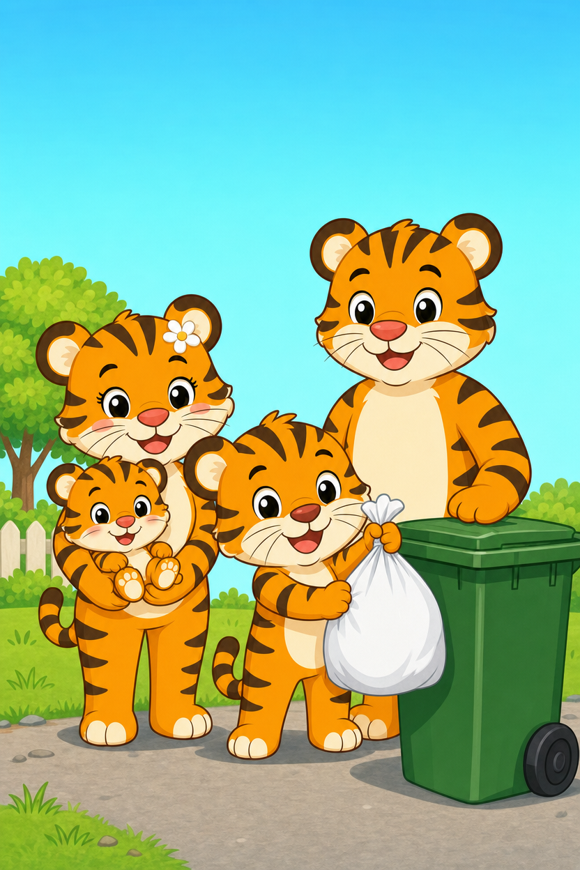 zephyr tiger takes out the trash