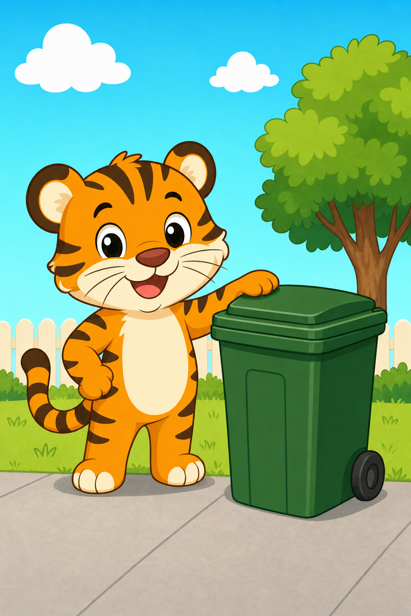 zephyr tiger takes out the trash