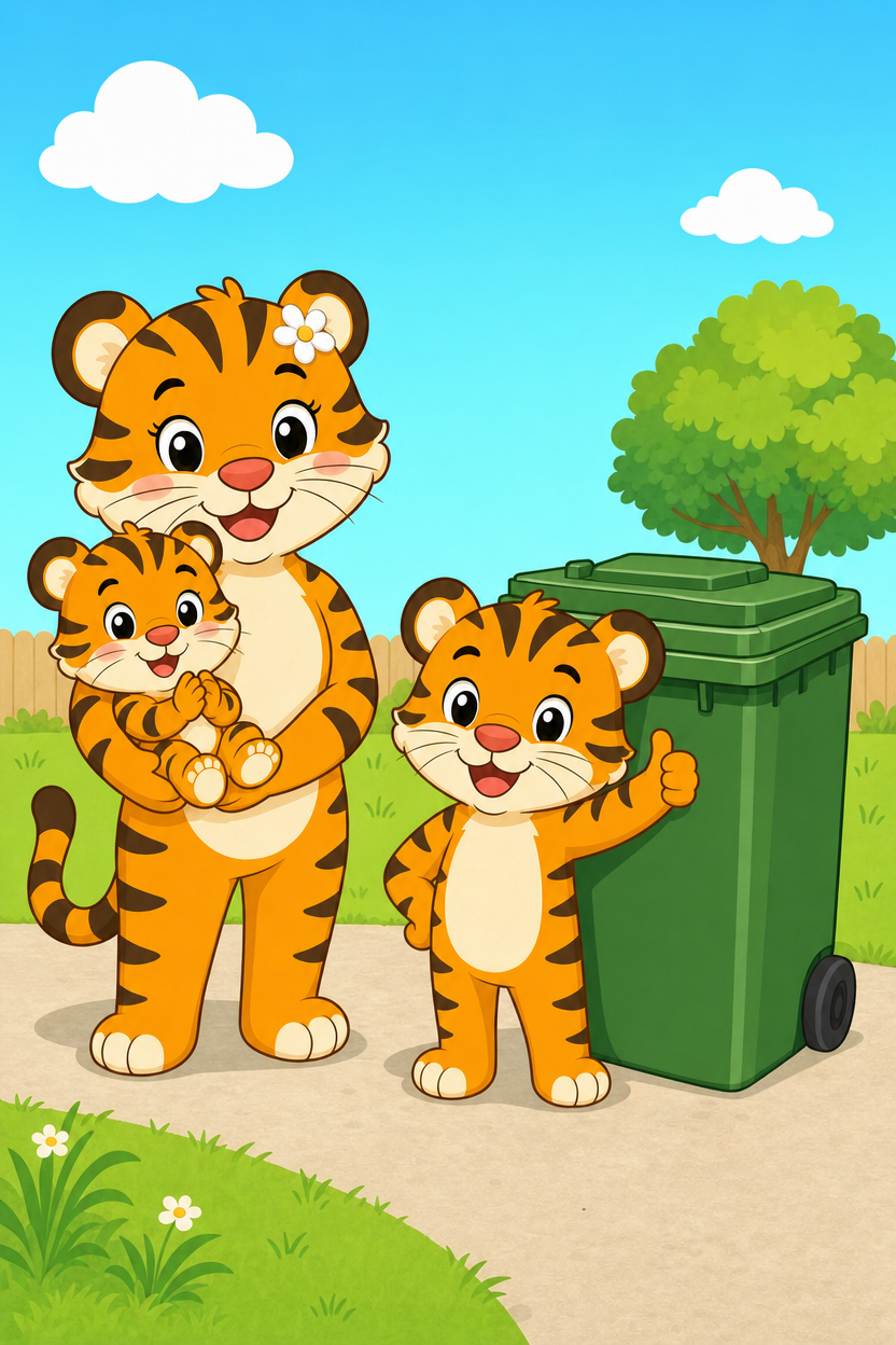 zephyr tiger takes out the trash