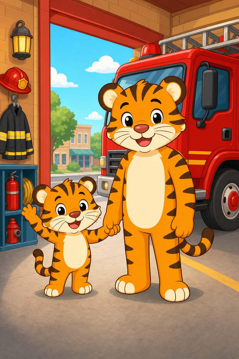 zephyr tiger visits the fire station