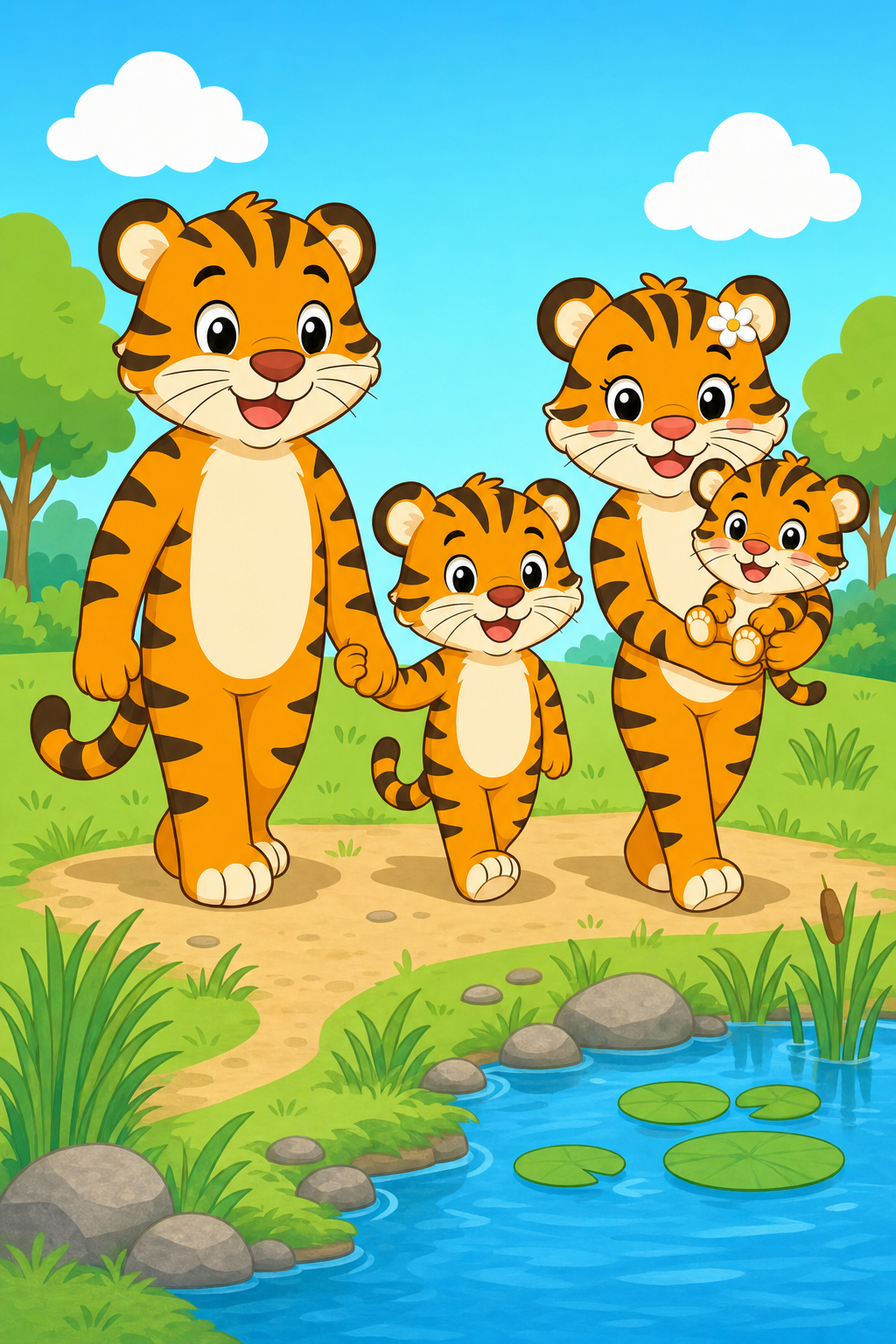 zephyr tiger visits the pond