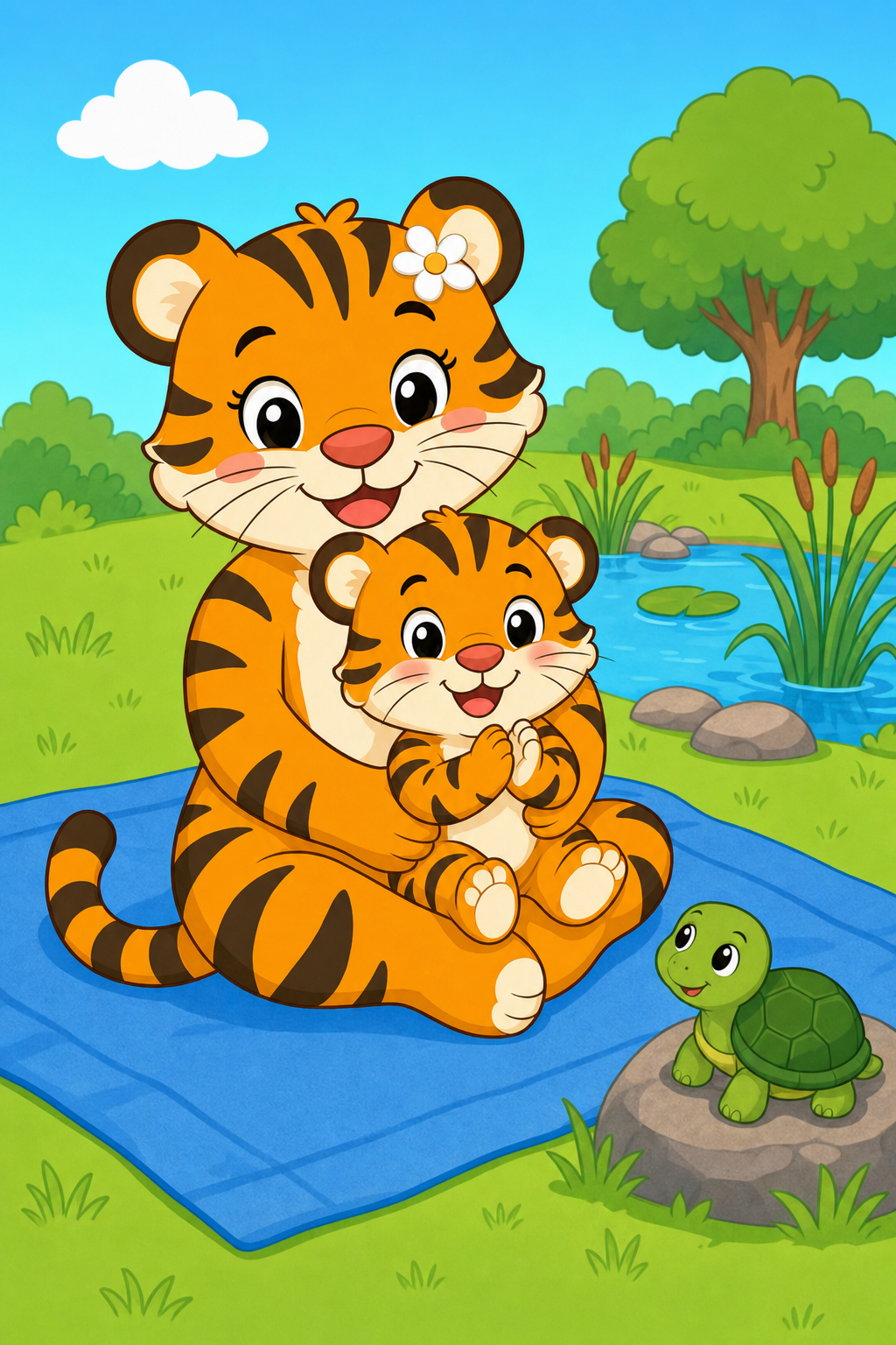 zephyr tiger visits the pond