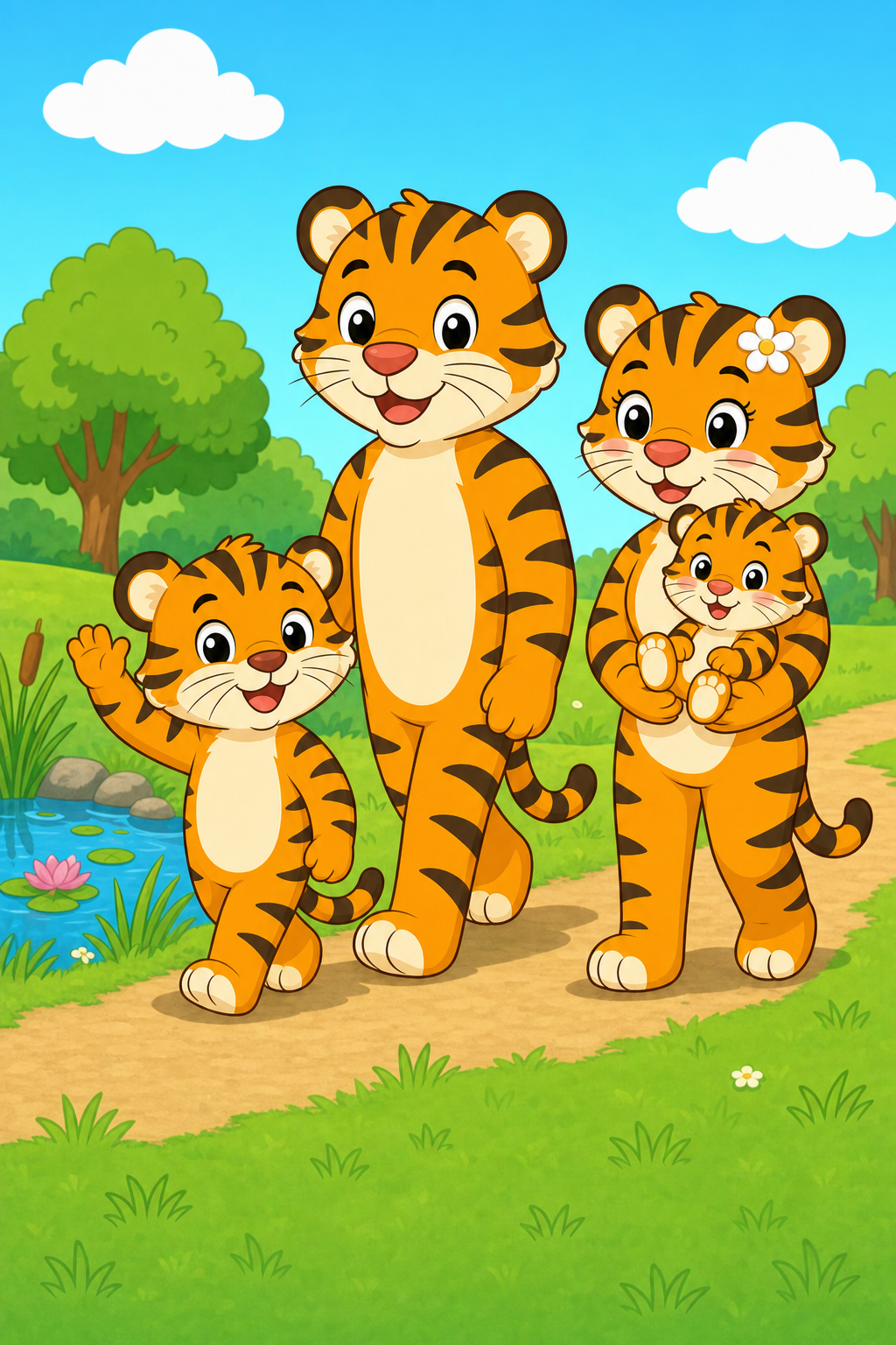 zephyr tiger visits the pond