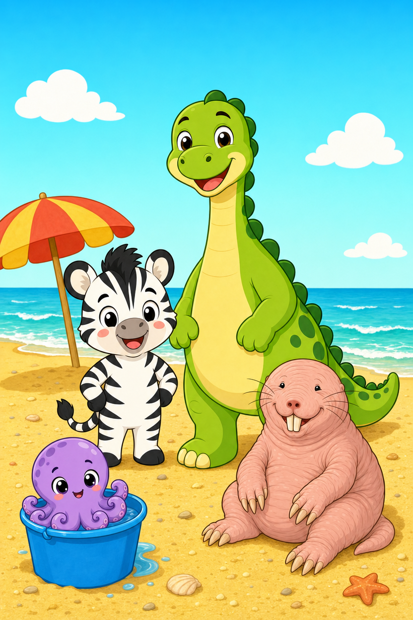 zephyr zebra goes to the beach